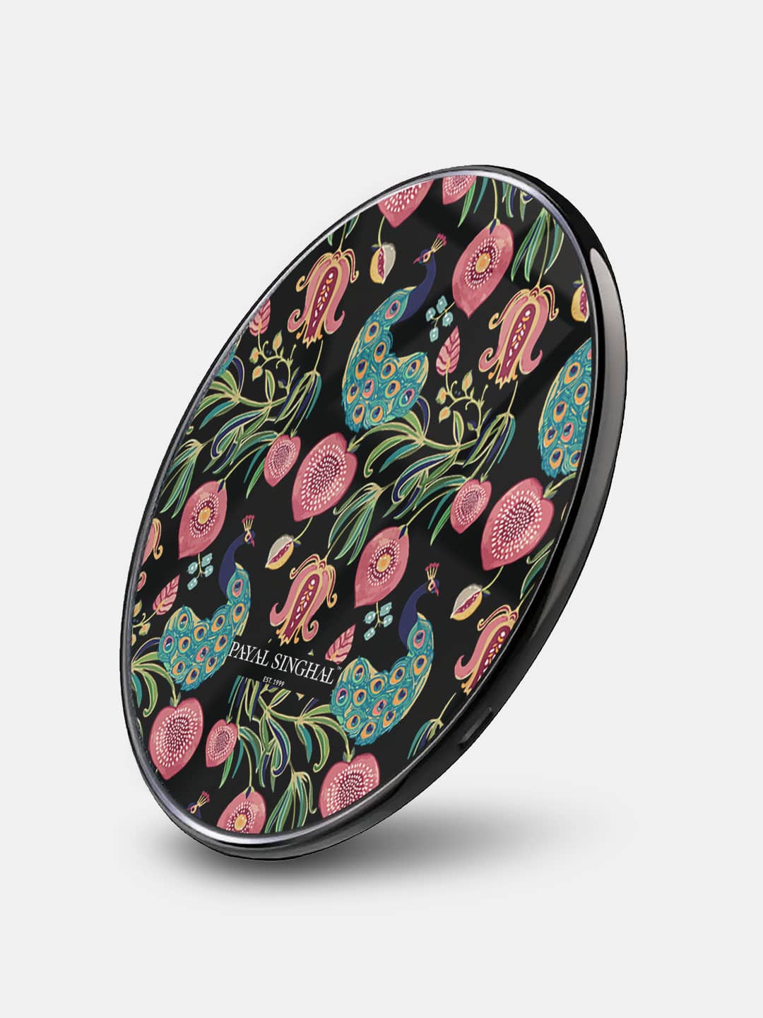 Payal Singhal Anaar and Mor Black - Wireless Charger 15W Glass