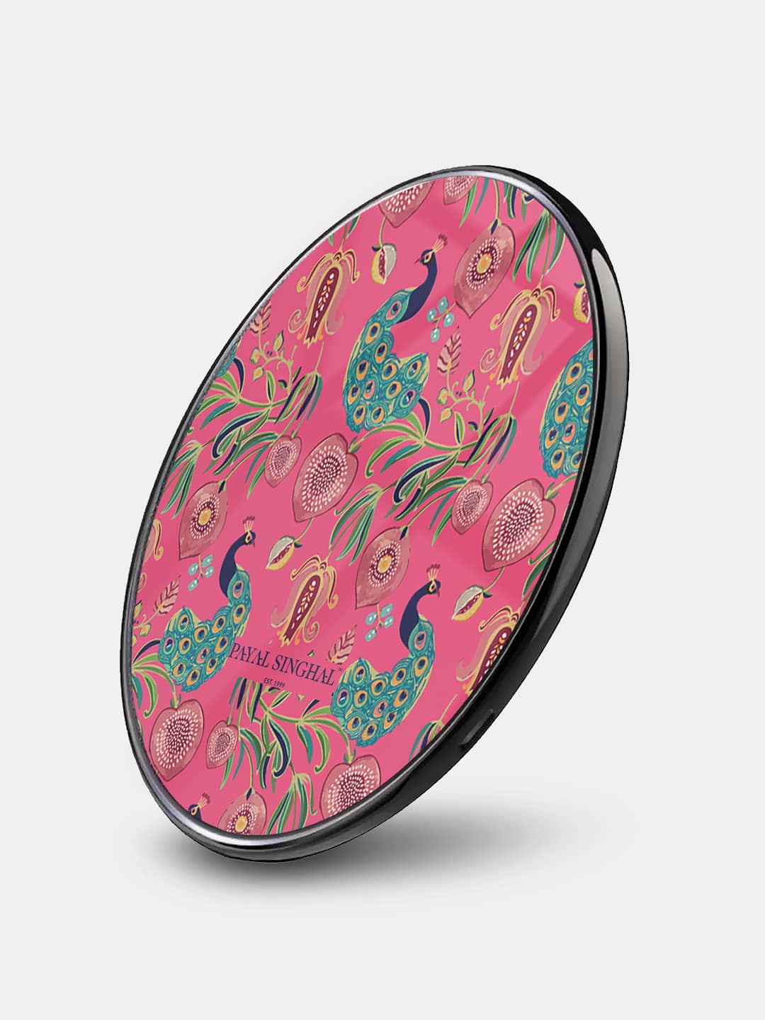 Payal Singhal Anaar and Mor Pink - Wireless Charger 15W Glass