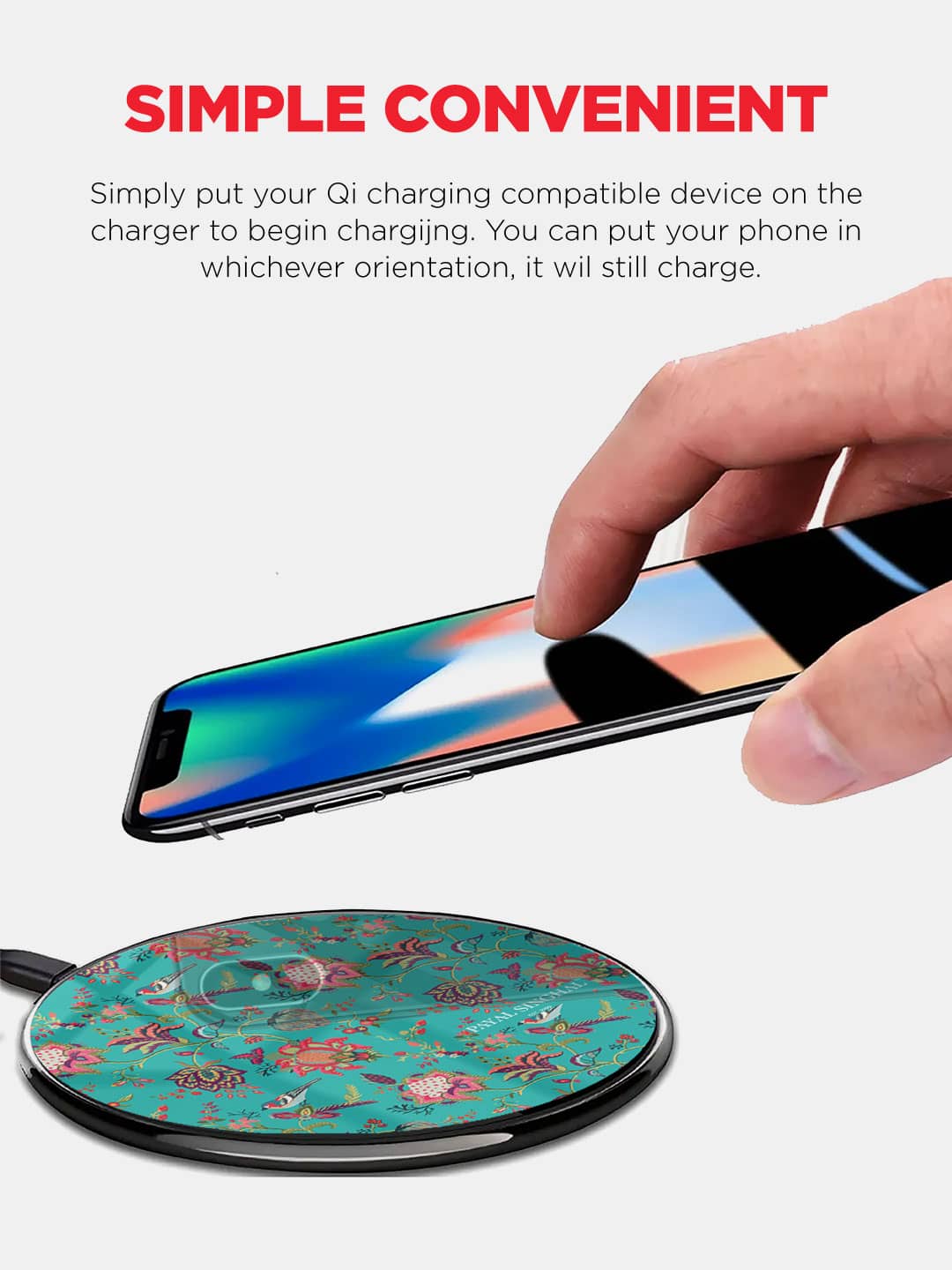 Payal Singhal Chidiya Teal - Wireless Charger 15W Glass