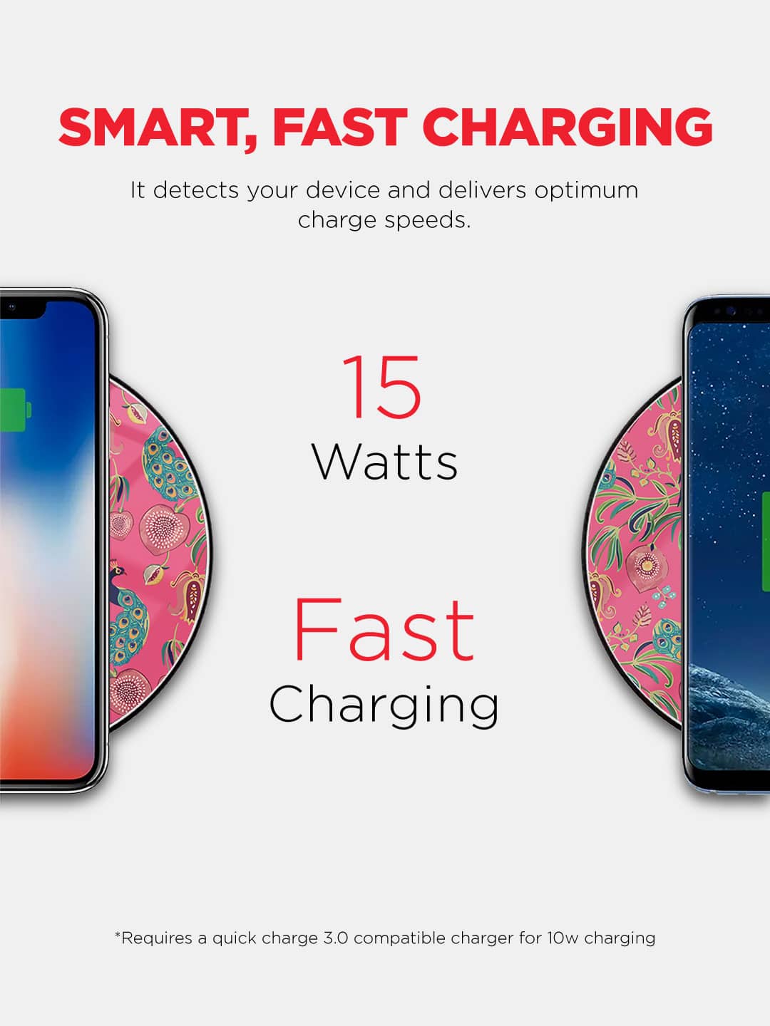 Payal Singhal Anaar and Mor Pink - Wireless Charger 15W Glass