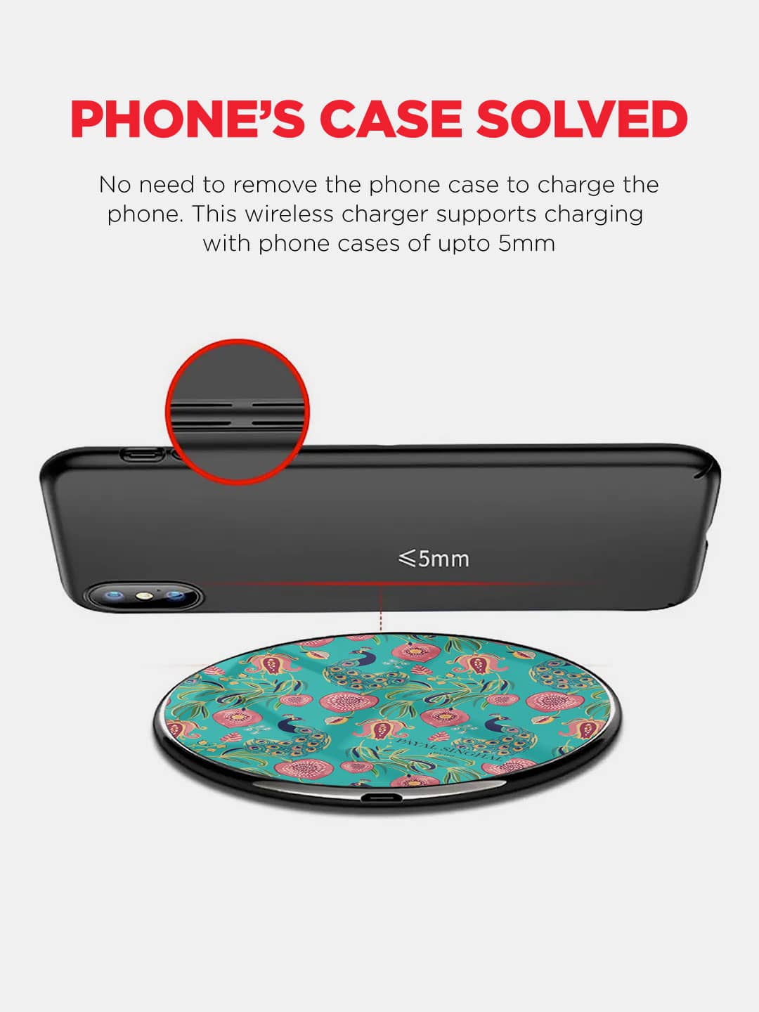 Payal Singhal Anaar and Mor Teal - Wireless Charger 15W Glass