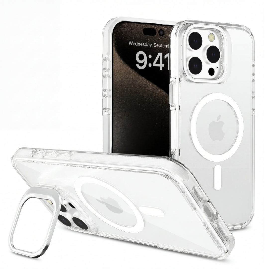 Clear Kickstand iPhone Case for iPhone 16 Pro Max White | Macmerise