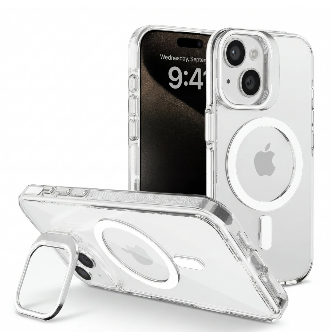 Clear Kickstand iPhone Case for iPhone 14 White | Macmerise